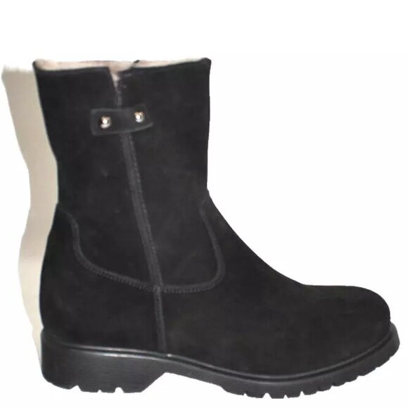 New! La Canadienne Hunter Shearling Lined Suede Boots Black Size 11 M DD417 - Picture 1 of 6